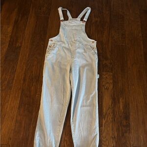 Light Blue Striped Women's Overalls